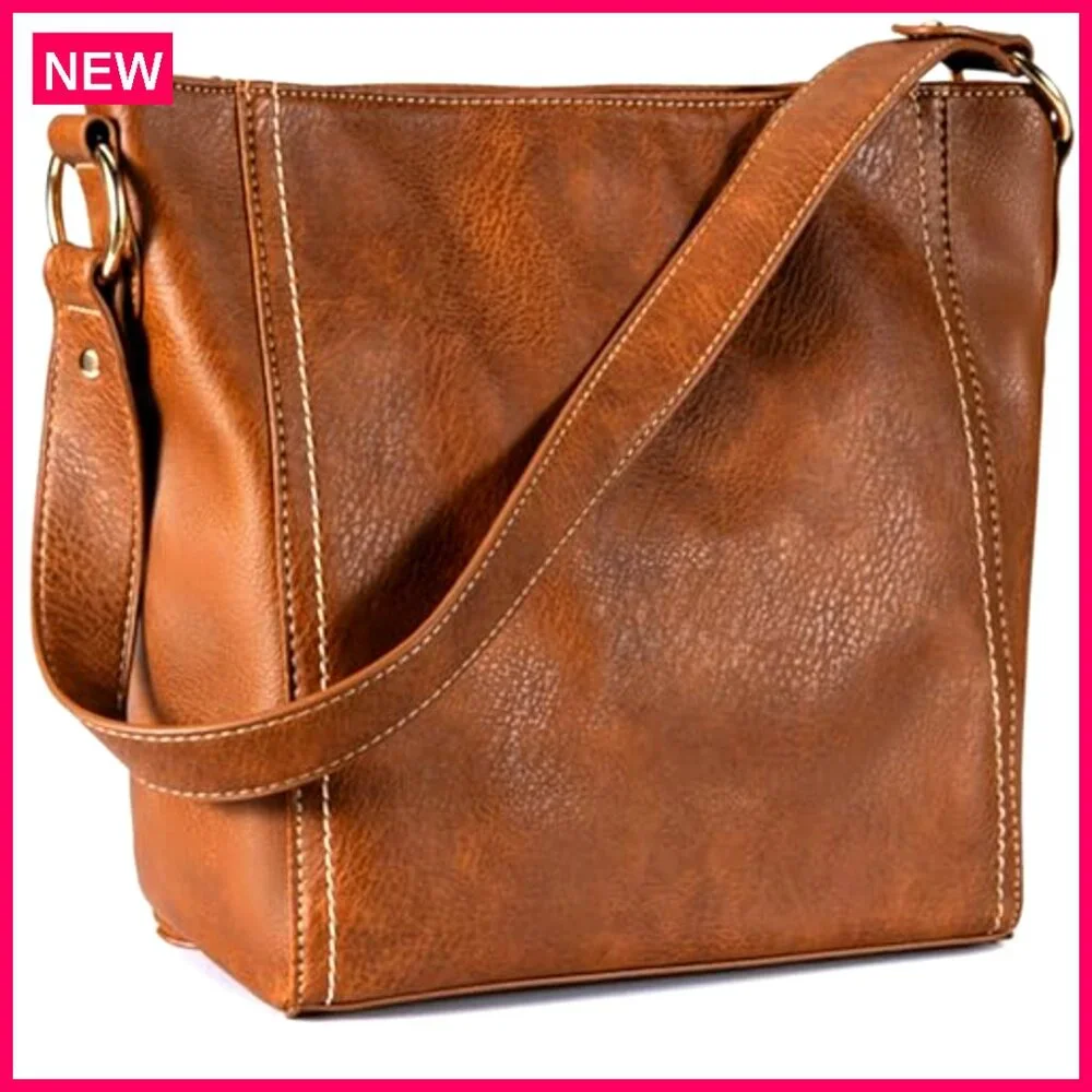 Luxury Vegan Leather Hobo Shoulder Bag, 13x11x4.7 Inches, Everyday Purse - Picture 2 of 8